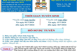 Trường Tiểu học Minh Hà B với công tác tuyển sinh lớp 1 năm học 2024 – 2025.